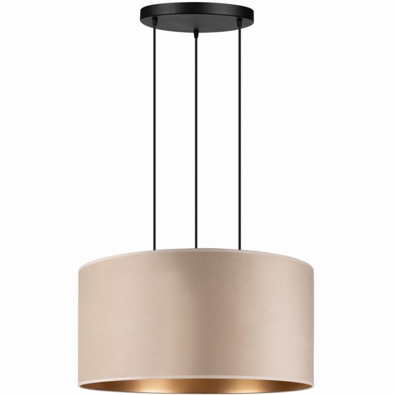 Lampa wisząca Tornado abażur welurowy XL 60cm beżowy złoty 3xE27 1 szt.