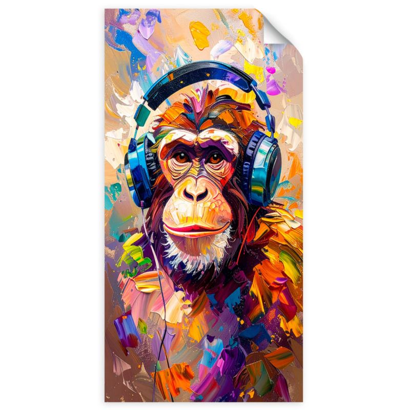 Naklejka samoprzylepna Feeby Kolorowa DJ Małpa w słuchawkach 40x80cm 1szt