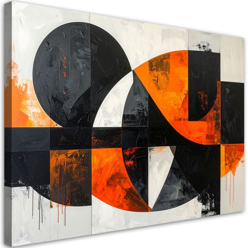 Obraz na płótnie Feeby Abstrakcyjne koła kształty pomarańczowy, poziomy, dekoracja do salonu, wzór 60138, 90x60 cm, 1 szt.