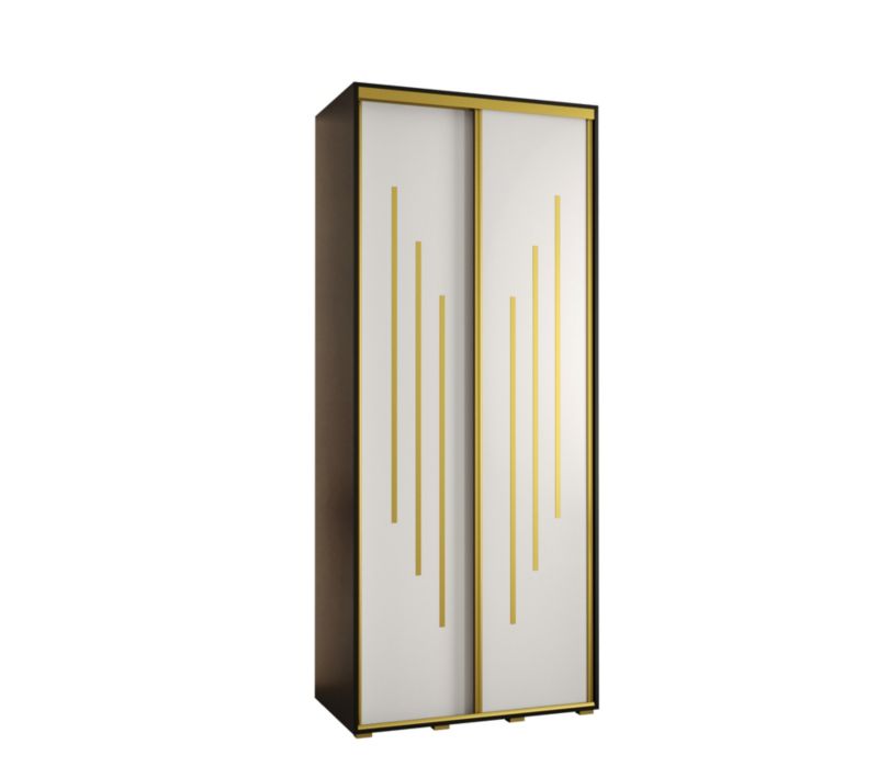 Szafa przesuwna Abiks DAVOS 8 wysoka szer.100cm gł.45cm czarny/biały/złoty 1szt.