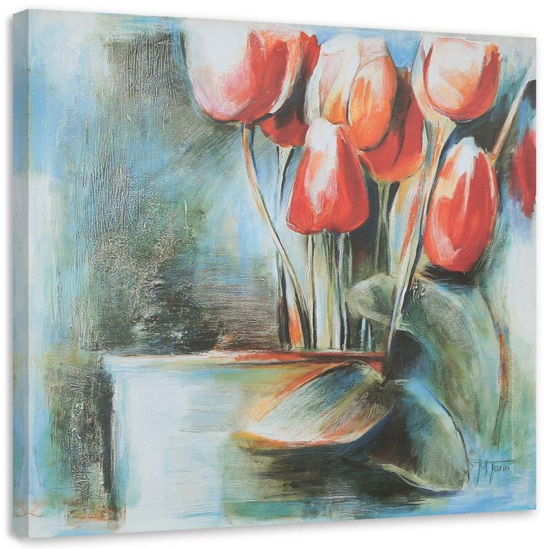 Obraz na płótnie Feeby Czerwone tulipany w wazonie 40x40cm 1szt