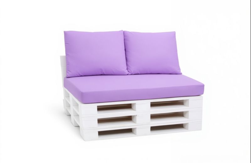 Zestaw 3 poduszek na paletę, Setgarden, 120x60x10 cm, 2x60x50cm oparcie,, Purpurowa dwustronne poduszki na meble ogrodwe, 1szt