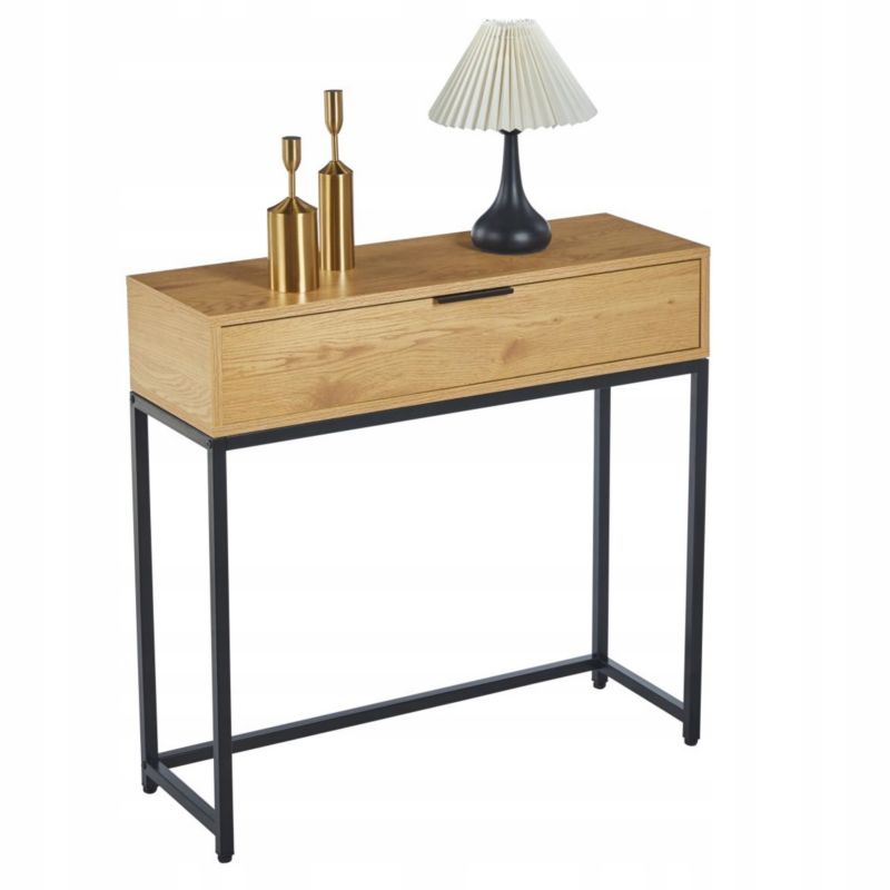 Konsola FURNITEX Kn2-Fx Dąb Naturalny Dąb Naturalny 80X28X77 Cm Do Jadalni 1 szt.