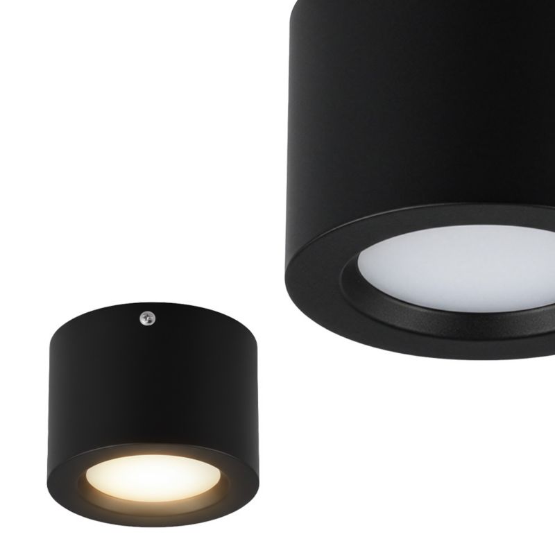 Punktowa oprawa natynkowa HOROZ tuba LED, 10W, 700lm, IP20, 4200K, okrągła, czarna, SANDRA 1szt.