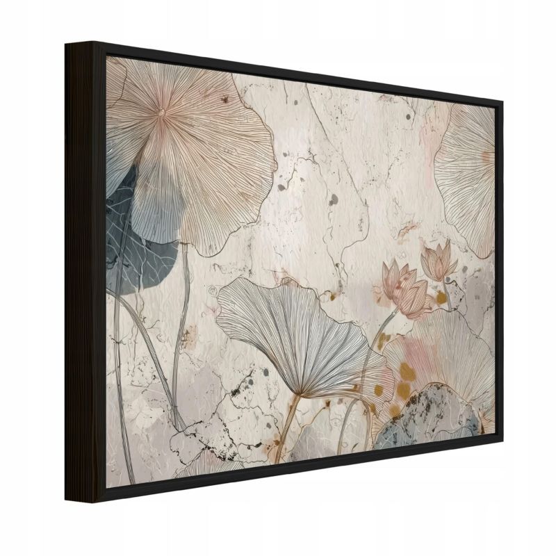 Obraz W Ramie WALLARENA Do Sypialni Salonu Na Płótnie Kwiaty Vintage Beton Beżowy 120x80 cm PPR15920O20 1 szt.