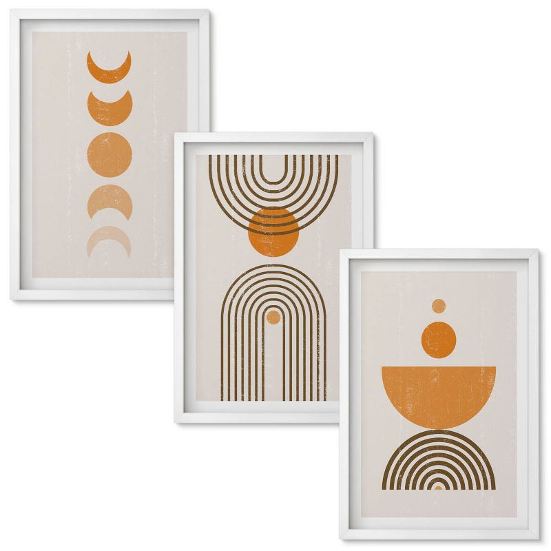 Obrazy do Salonu Wallfluent Boho minimalistyczne dekoracje Biała rama 40x60 cm 3 szt.