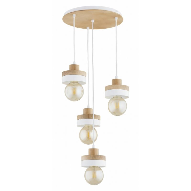 Lampa wisząca drewniane elementy Alfa LARSO biała 4xE27x15W IP20 wym:90x41x41cm - 1 szt.