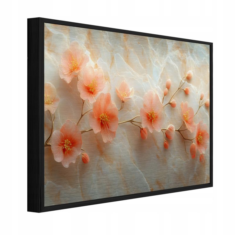 Obraz W Ramie WALLARENA Do Sypialni Salonu Na Metalu Kwiaty Loft Abstrakcja Beżowy 150x100 cm ADS16698S5 1 szt.