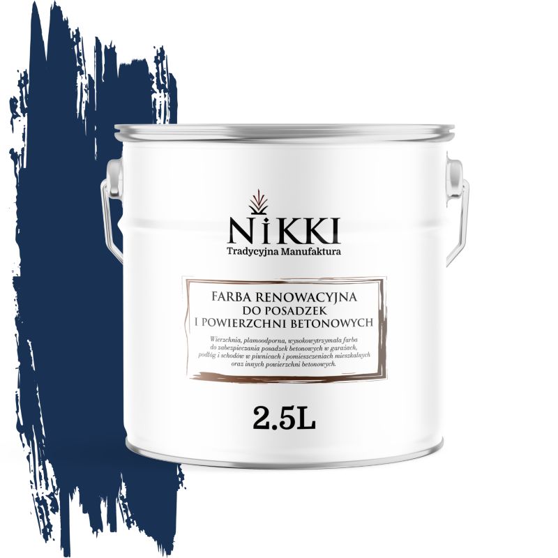 Farba Renowacyjna do Posadzek Podłóg Betonowych NIKKI Niebieski kobaltowy RAL5013 Połysk 2,5L