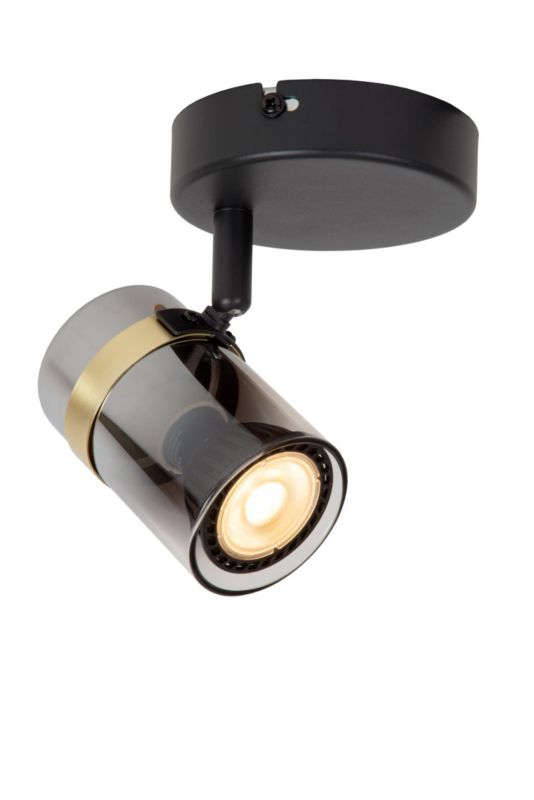 Reflektor spot dymiony klosz Lucide UPTON czarno-złoty 1xGU10x40W IP20 wym:12,5x9,5x7cm - 1 szt.