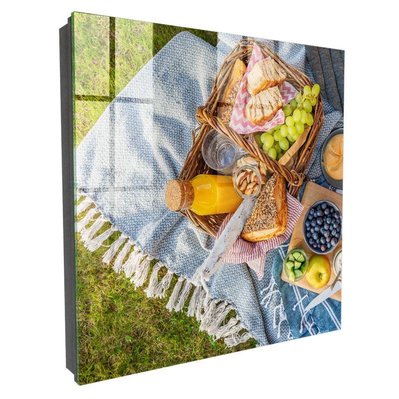 Skrzynka Na Klucze Szkło Hartowane Tulup 30x30 cm Sielankowy piknik - Czarna - Otwierana na lewo 1 szt.