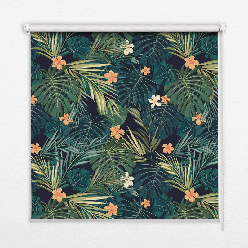 Roleta Okienna Tulup 80x140 cm Tropikalne Liście I Kwiaty Montaż do ściany/sufitu 1 szt.