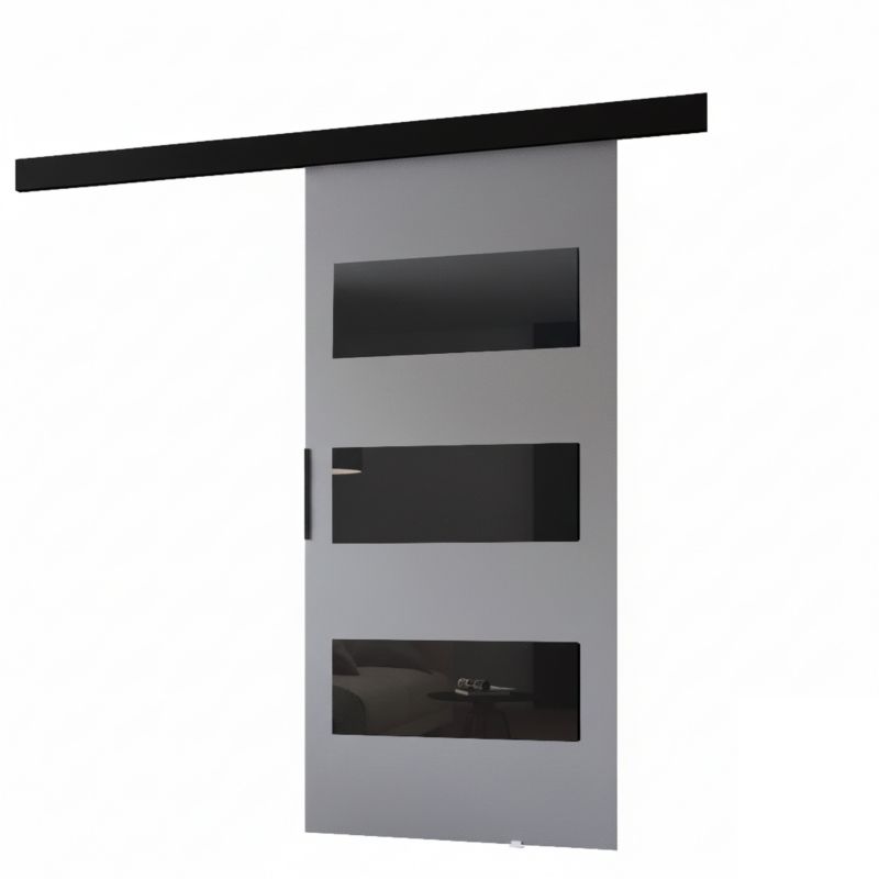 Drzwi przesuwne MINIO go for it PRIM E 86 cm szare z czarną maskownicą 1 szt.