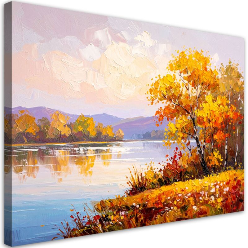 Obraz na płótnie do salonu sypialni Feeby Jezioro Pejzaż Drzewa jak malowany 120x80cm 1szt