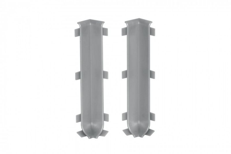 Narożnik wewnętrzny do listwy Cezar aluminiowej szary jasny mat 10x100x0,5mm PVC 1 kpl.
