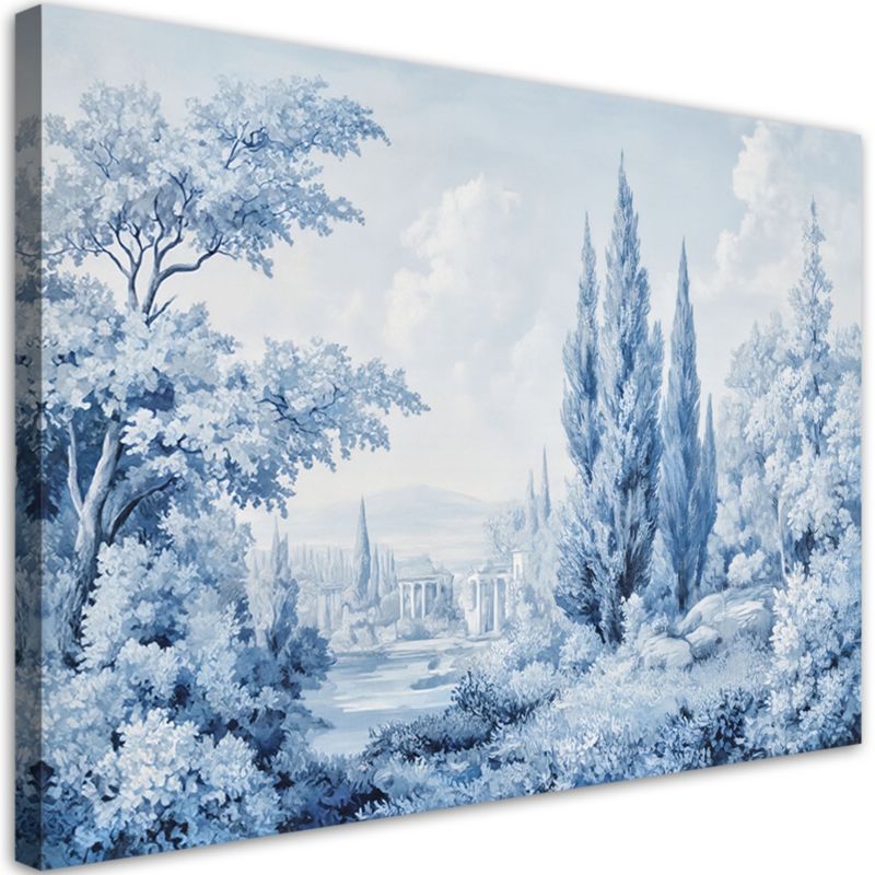 Obraz do salonu sypialni Feeby Krajobraz Las Drzewa Natura Niebieski 60x40cm 1szt