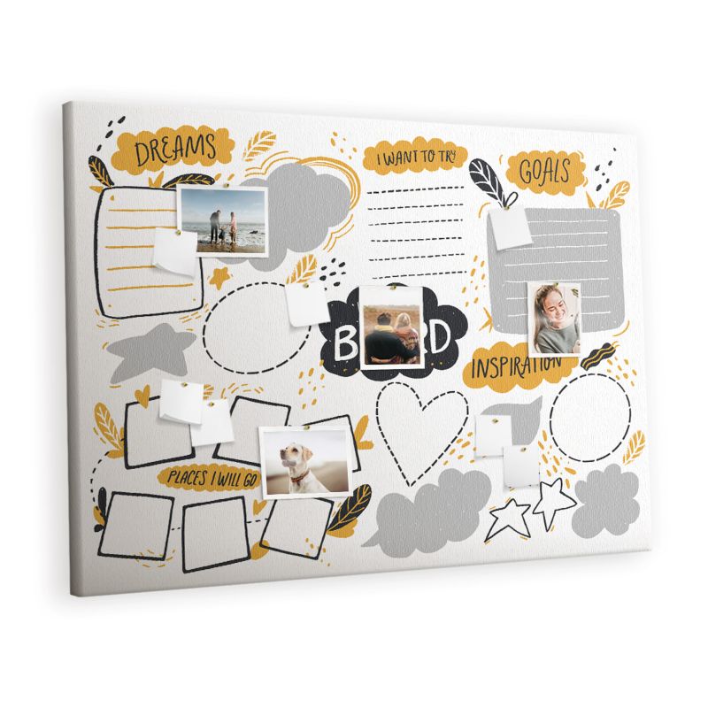 Organizer Ścienny Tablica Korkowa Na Płótnie Tulup 140x100 cm Noworoczne cele Pinezki kolorowe 1 kpl