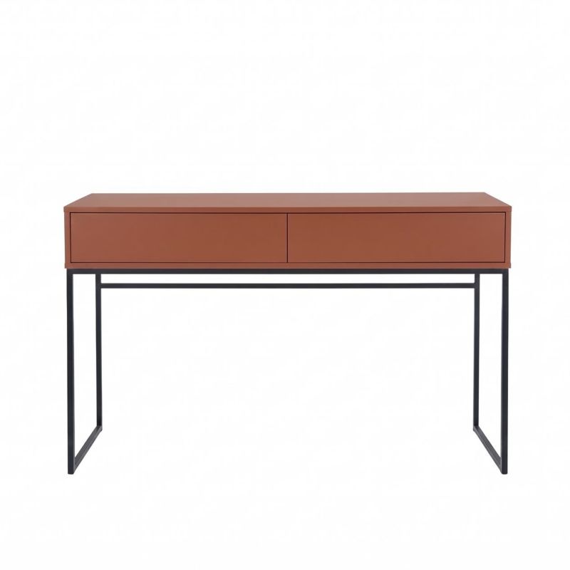 Loftowa Toaletka GENUA 137cm Czerwona Terakota Konsola Biurko Czarny Metalowy Stelaż 1szt.