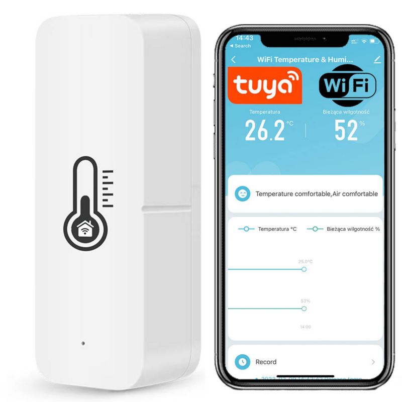 Czujnik temperatury i wilgotności Sone WiFi Tuya na baterie 1 szt.
