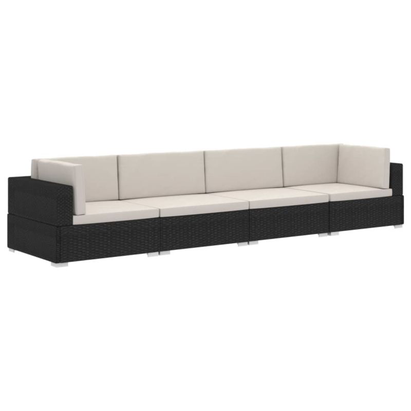 Sofa ogrodowa WaszeMeble z technorattanu czarna z poduszkami WM-47268 1 szt.