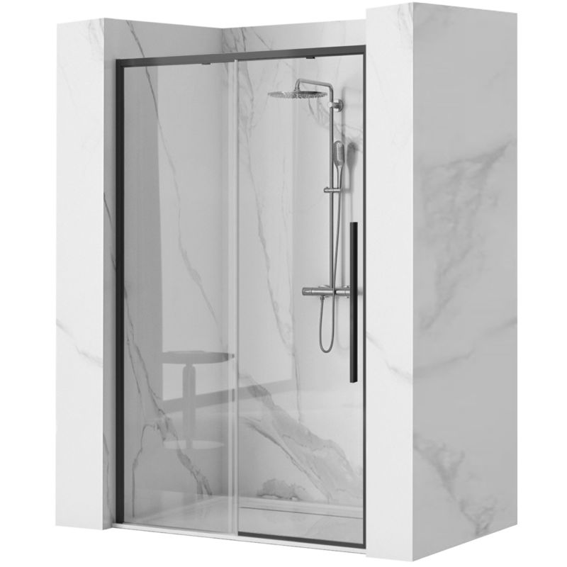 Drzwi Prysznicowe Przesuwne Rea Solar 90 Czarny 2,2X90X195Cm 1 Szt
