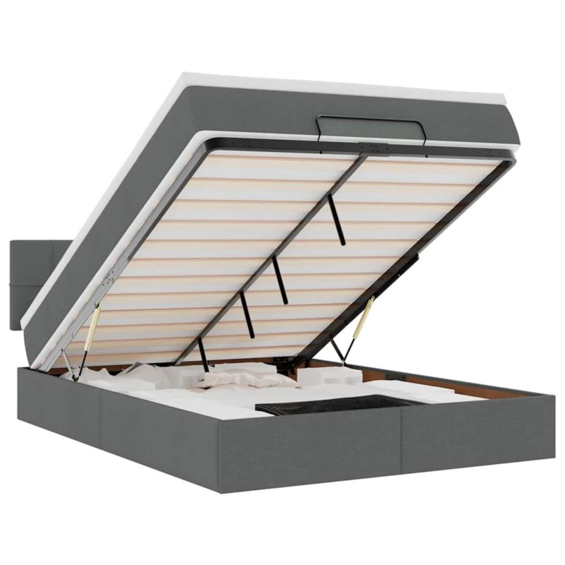Łóżko otomana WaszeMeble z materacem 140x200 cm Czarny tkanina z LED ze schowkiem WM-3312314 1 szt.