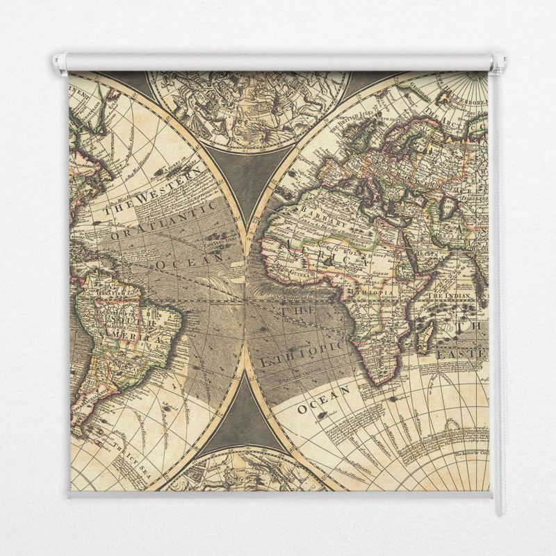 Roleta Z Nadrukiem Tulup 80x140 cm Mapa Świata Montaż do ściany/sufitu 1 szt.