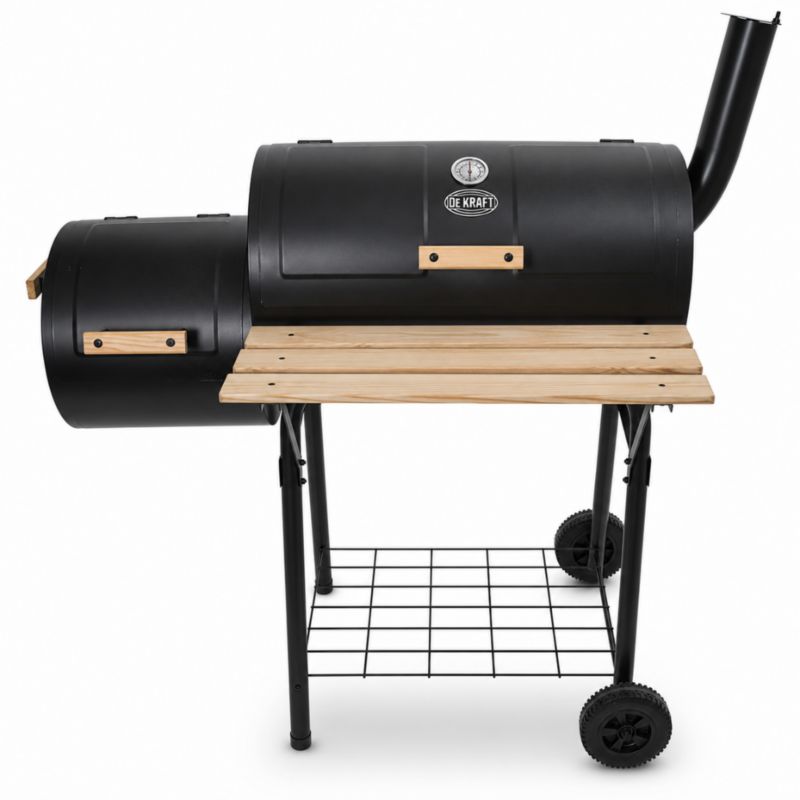 Grill Węglowy DEKRAFT z Wędzarnią BBQ Smoker + Termometr Duży Chromowane Ruszta DE-WE05 1szt.