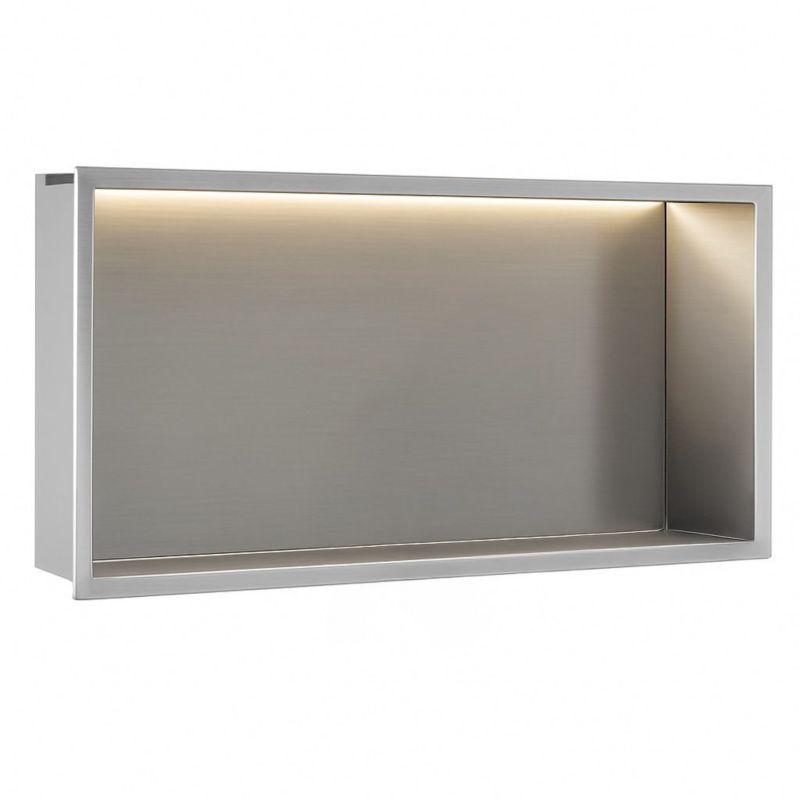 Półka Łazienkowa Wnękowa Rea 30X60 Led, Stal Szczotkowana 10X60X30Cm 1Szt