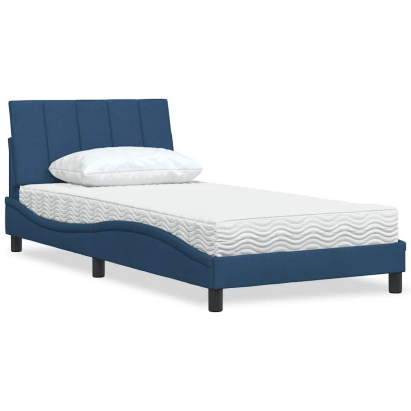 Łóżko z materacem WaszeMeble 100x200 cm Niebieski tkanina WM-3310516 1 szt.