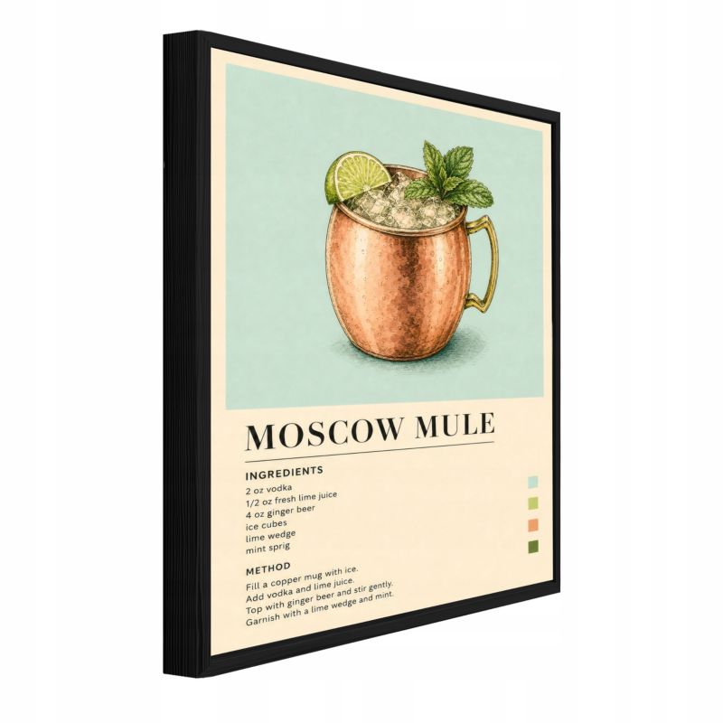 Obraz W Ramie WALLARENA Do Kuchni Kuchenny Na Płótnie Drink Vintage Moscow Mule Beżowy 70x100 cm PPR16764O1 1 szt.