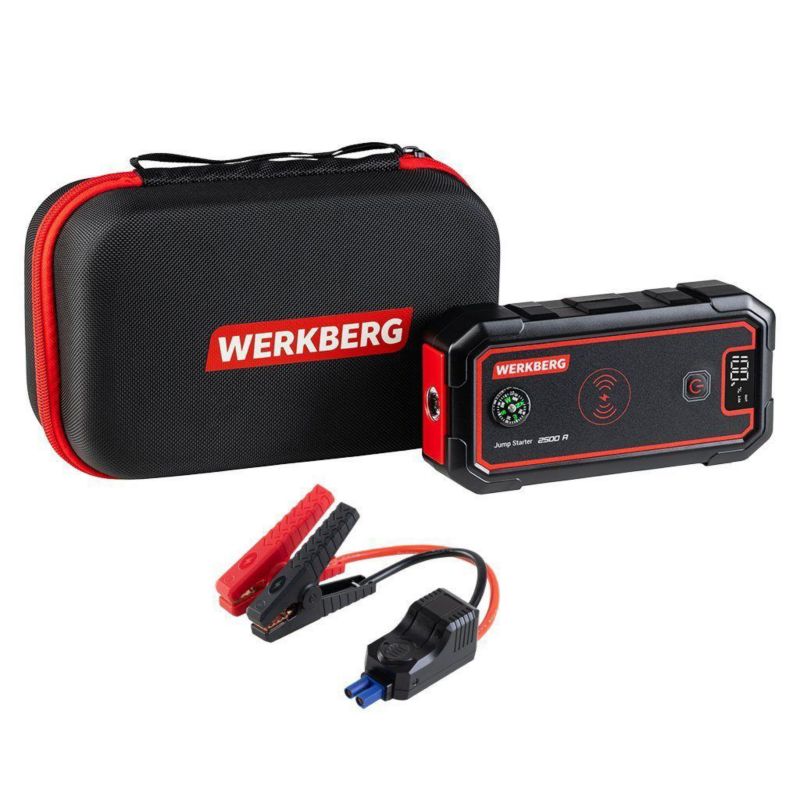 Urządzenie rozruchowe Booster WERKBERG Jump Starter Powerbank 1500A/2500A 23800mAh ładowarka bezprzewodowa 1szt.