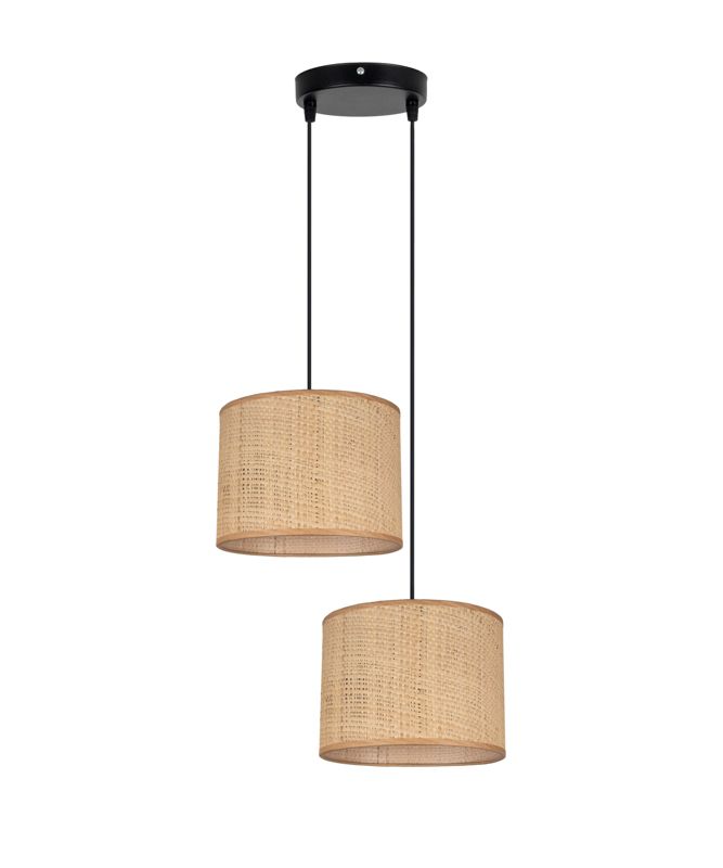 Lampa sufitowa wisząca IRMA HEXE E27 rattan 2 x 60W naturalny H0463 1 szt.