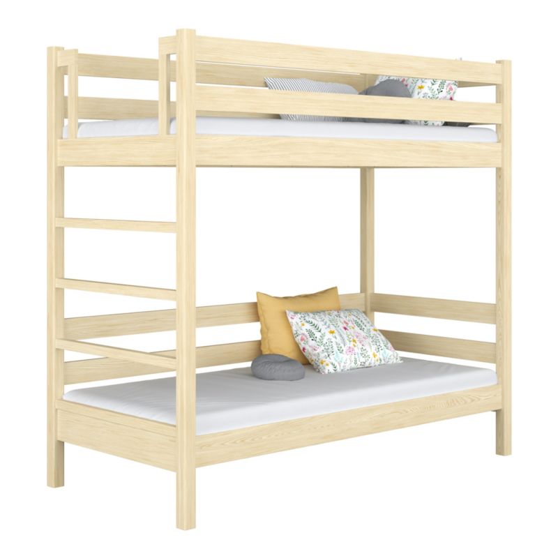 Drewniane łóżko N-WOOD piętrowe N03 sosna bezbarwna 100x200 1szt.