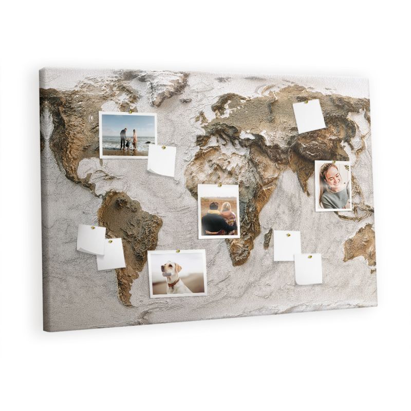 Tablica Korkowa Z Pinezkami Tulup 120x80 cm Archiwalna mapa świata Organizer ścienny Pinezki drewniane 1 kpl
