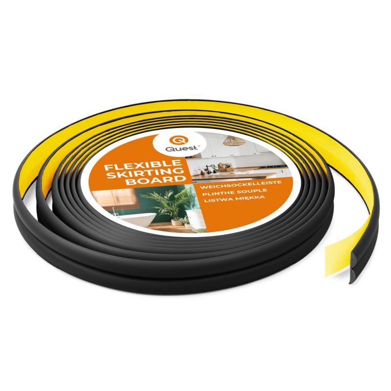 Listwa wykończeniowa-ochronna 10x10 mm PCV QUEST - samoprzylepna, ochrona do mebli i ścian - 5m, czarny, 1 szt.