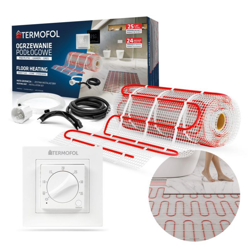 Zestaw mata grzewcza TERMOFOL moc 150W/m² szerokość 50 cm powierzchnia 1m² + termoregulator TF-H3 1kpl