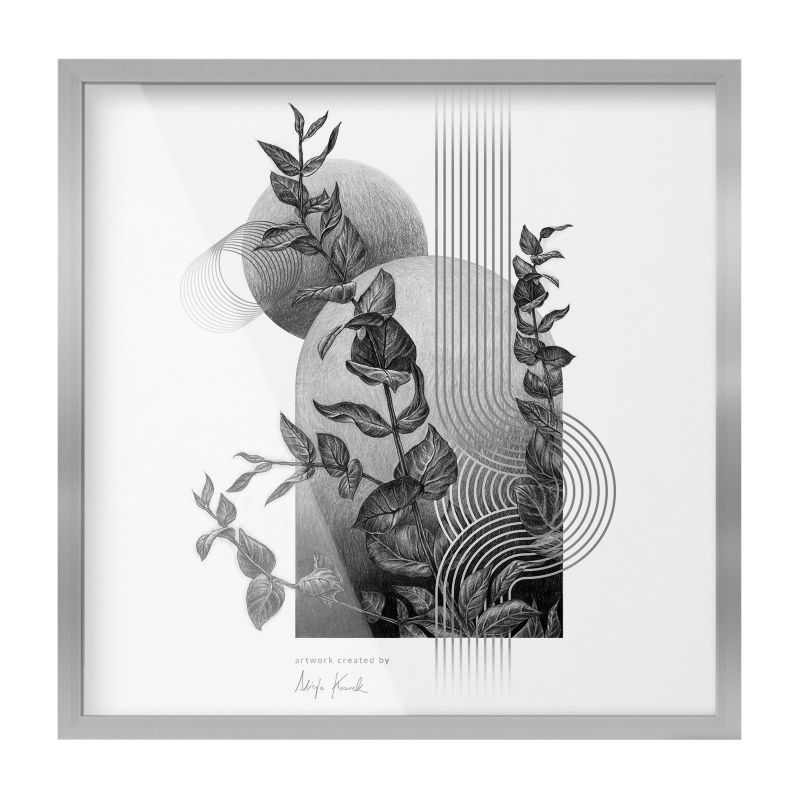 Lekka Ramka Z Nietłukącym Szkłem ArtPrintCave 50x50 cm Srebrna ramka Minimalistyczna 1szt.