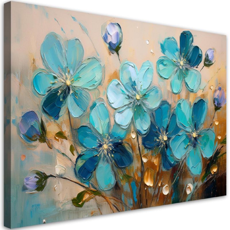 Obraz do salonu sypialni Feeby Turkusowe Kwiaty Rośliny Natura 120x80cm 1szt