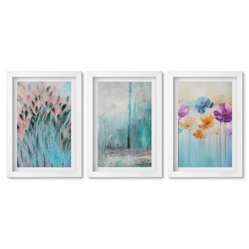 Komplet obrazów biała rama Tulup 20x30 cm Kwiaty pastelowe tło wzory Galeria ścienna 1 kpl