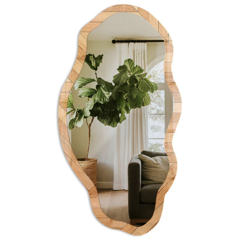 Lustro Nieregularne Loft Tulup 52x97 cm Drewniana tekstura 7 - w Ramie Szkło Hartowane Lustro z Nadrukiem 1 szt.