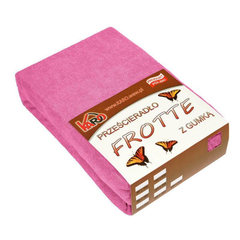 Prześcieradło frotte z gumką KARO 180x200 amarantowe 1 szt.