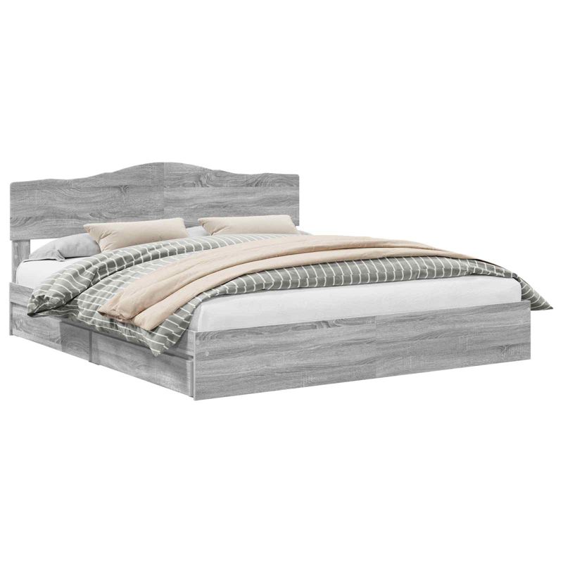 Łóżko WaszeMeble z Szufladami 200x200 cm Szare WM-3413066 1 szt.