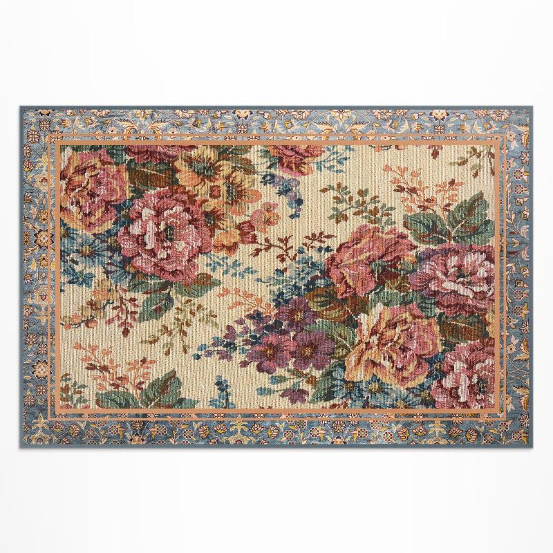 Zewnętrzny Dywan Winylowy Wallfluent 100x150 cm Ozdobny kwiatowy wzór w stylu retro 1 szt.