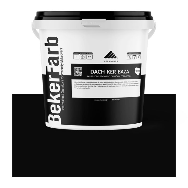 Podkładowa Farba na Dach do Dachówki Ceramicznej Bekerfarb Czarny 1l 1 szt.