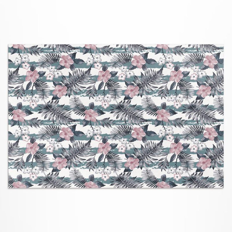 Dywan Winylowy Zewnętrzny Wallfluent 80x120 cm Hawajskie liście i kwiaty wzór tropikalny 1 szt.