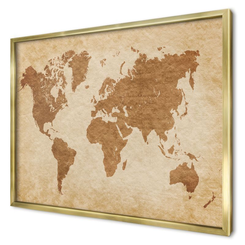 Dekoracyjna tablica magnetyczna Wallfluent 70x50 Mapa vintage w złotej ramie 1szt