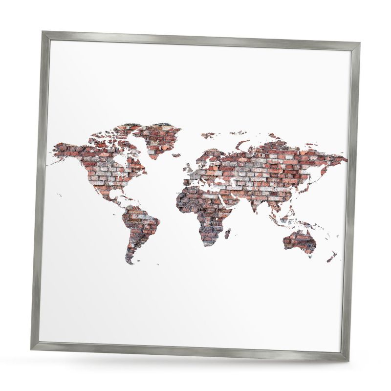 Ozdobna tablica na magnesy ArtPrintCave 50x50 Ceglany świat w srebrnej ramie 1szt