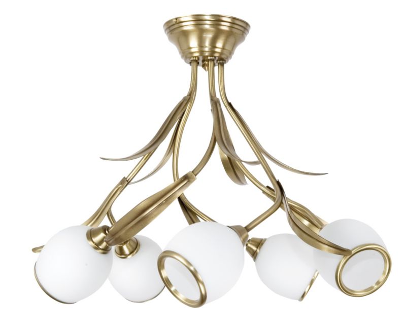 Lampa sufitowa EDYLIT 5xE14 złota białe klosze żyrandol elegancki klasyczny MARKOS BIAŁY 150B 1 szt.