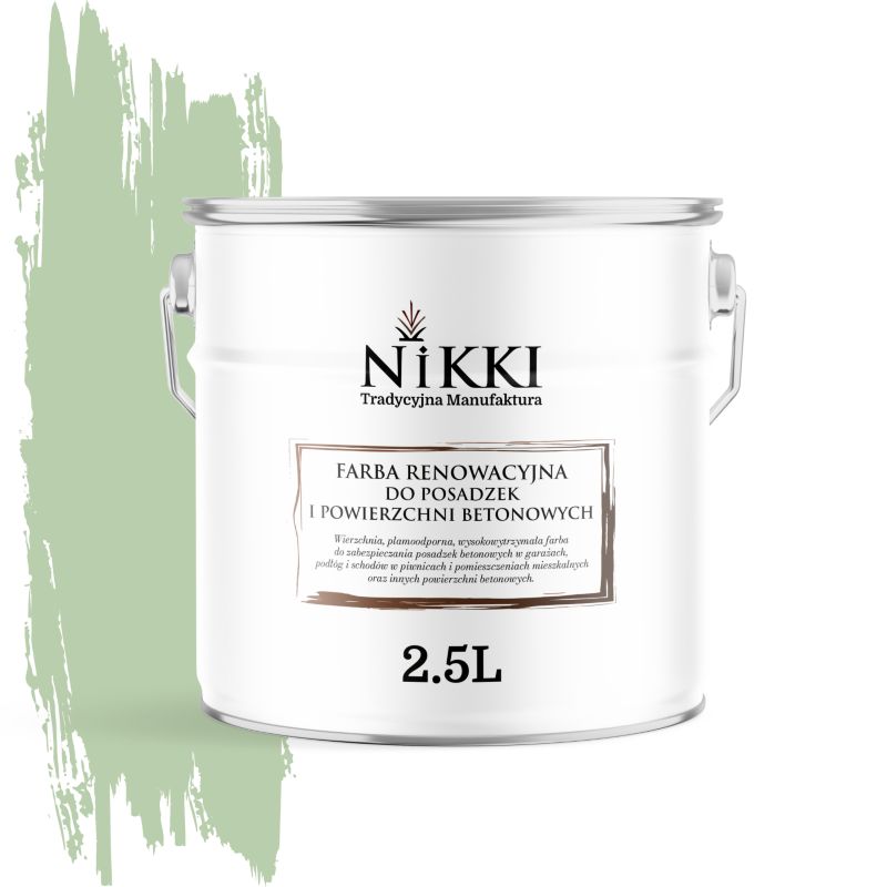 Farba Renowacyjna do Posadzek Podłóg Betonowych NIKKI Zielony pastelowy RAL6019 Połysk 2,5L